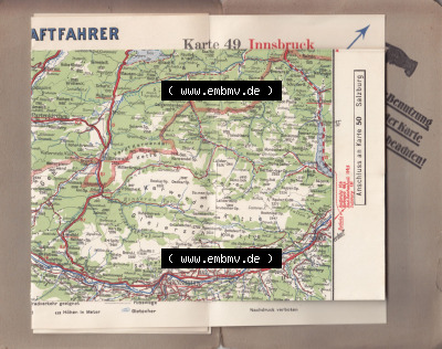 Karte 49 Innsbruck, für Radfahrer und Kraftfahrer, Straßenkarte von Continental um den Zeitraum 1930 Sammlung