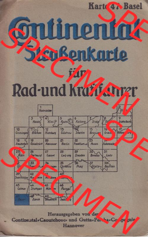 Schweiz zur Zeit des Deutschen Reichs, Basel um 1930 Continental Straßenkarte Karte 47 Basel, Schweiz, für Rad- und Kraftfahrer Landkarte / Straßenkarte von Continental... Sammlung