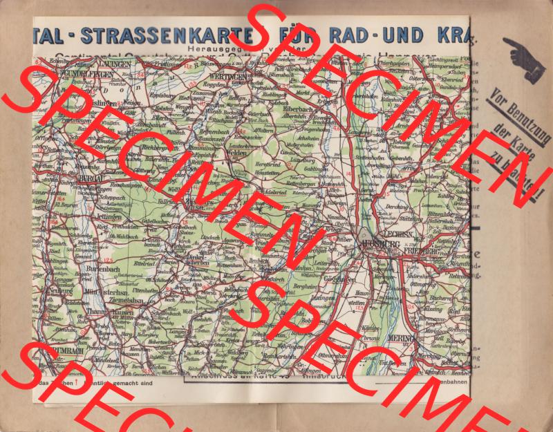 Land Bayern, München, Straßenkarte um 1930, Continental Straßenkarte Karte 45, München, für Rad- und Kraftfahrer Landkarte / Straßenkarte... Sammlung