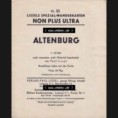 Land Thüringen, Um 1930 Umgebung von Altenburg, Lissel Spezialkarten, Non Plus Ultra. Alte Landkarten aus dem Deutschen Reich können hier im online Katalog und Datenbank... Sammlung