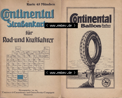 Karte 45, München, für Rad- und Kraftfahrer, Straßenkarte von Continental um den Zeitraum 1930, Deutschen Reich im online Katalog Sammlung