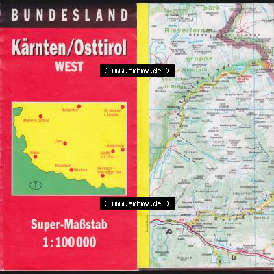 Landkarten Österreich, Bundesland Kärnten, West / Westen vor 2002, Kärnten-Osttirol West, vom Verlag Haupka Verlag, ISBN 3-89513-104-0 mit ehemaligen Ausgabepreis... Sammlung