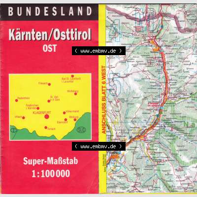Landkarten Österreich, Bundesland Kärnten, Ost / Osten vor 2002, Kärnten-Osttirol Ost, vom Verlag Haupka Verlag, ISBN 3-89513-104-0 mit ehemaligen Ausgabepreis... Sammlung
