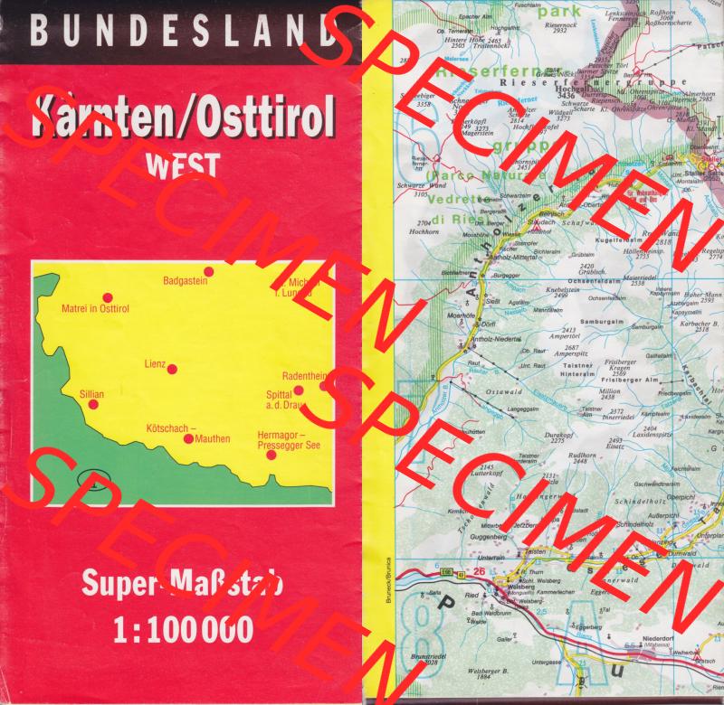 Landkarten Österreich, Bundesland Kärnten, West / Westen vor 2002, Kärnten-Osttirol West, vom Verlag Haupka Verlag, ISBN 3-89513-104-0 mit ehemaligen Ausgabepreis... Sammlung