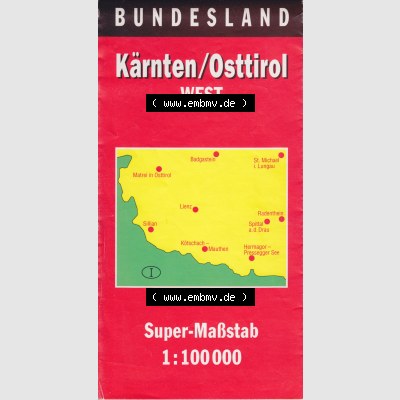 Landkarten Österreich, Bundesland Kärnten, West / Westen vor 2002, Kärnten-Osttirol West, vom Verlag Haupka Verlag, ISBN 3-89513-104-0 mit ehemaligen Ausgabepreis... Sammlung