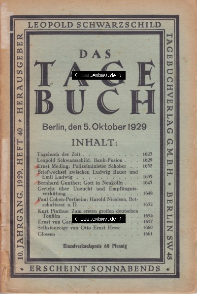 Schwarzschild - Das Tagebuch 1929 Sammlung