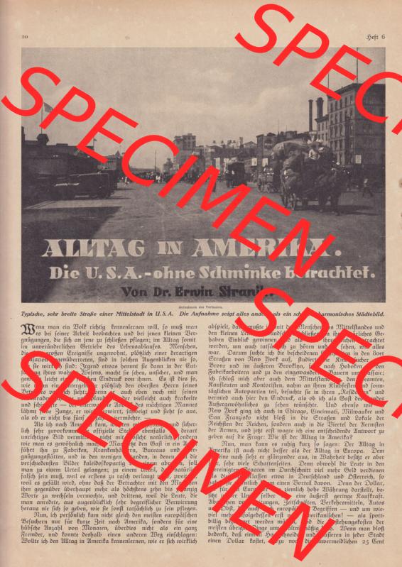 Weimarer Republik Zeitschrift Welt und Haus 1932, 32. Jahrgang, 5. November 1932, Heft Nr. 6, Seite 10, Alltag in Amerika, Die U.S.a... Sammlung