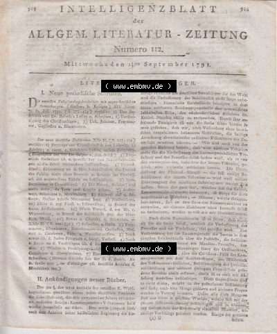 Allgemeine Literatur-Zeitung 1791 Sammlung