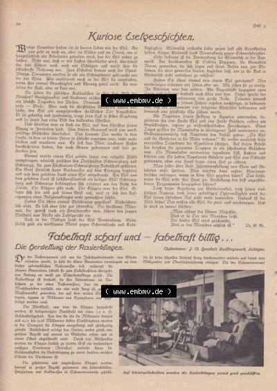 Welt und Haus 1932, Die Herstellung der Rasierklingen Sammlung