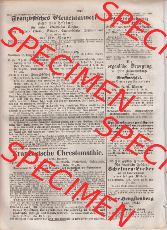 Deutscher Bund und „Heilige Allianz“, Allgemeine Zeitung 1845, Zeitschrift 247, vom 4. September 1845, Beilage zur Allgemeinen Zeitung Seite 1976 Sammlung