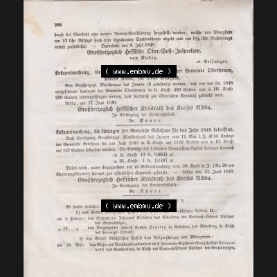 1807-1819, Großherzoglich Hessisches Regierungsblatt 1848, Nr. 35, Darmstadt am 22. Juli 1848, Seite 206 Sammlung