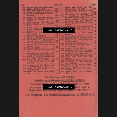 Weimarer Republik Wiesbadener Volksbücher 1920, Heft / Buch Nr. 17, Cover und Inhaltsverzeichnis (2) Sammlung