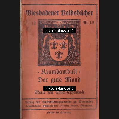 Deutsches Kaiserreich Wiesbadener Volksbücher 1914, Buch Nr. 12, Cover und Inhaltsverzeichnis (1) Sammlung