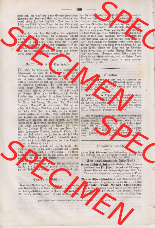 1833-1855, Das Pfennig Magazin 1846, für Belehrung und Unterhaltung Nr. 206, vm 12. Dezember 1846, Seite 400 (1) Sammlung