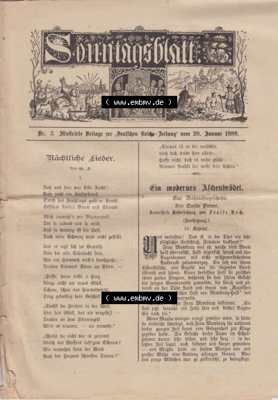 Deutschen Reichs-Zeitung 1889, Sonntagsblatt Cover / Titelblatt Sammlung