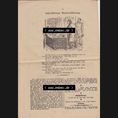 Deutsches Kaiserreich Bonn, Sonntagsblatt Illustrierte Beilage zur Deutschen Reichs-Zeitung 1889, Zeitung Nr. 9, 3. März 1889, Sonntagsblatt Letzte Seite 72 Sammlung