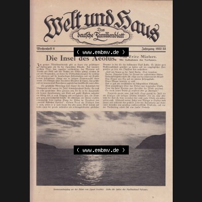 Weimarer Republik Zeitschrift Welt und Haus 1932, 32. Jahrgang, 5. November 1932, Heft Nr. 6, Seite 1, Die Insel des Aeolus Sammlung