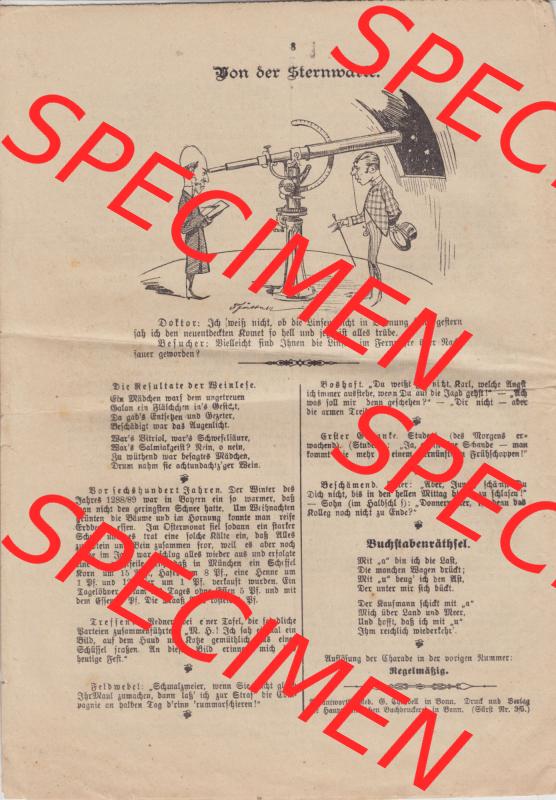 Deutsches Kaiserreich Bonn, Sonntagsblatt Illustrierte Beilage zur Deutschen Reichs-Zeitung 1889, Zeitung Nr. 1, 6. Januar 1889, Sonntagsblatt Cover Letzte Seite 8 Sammlung