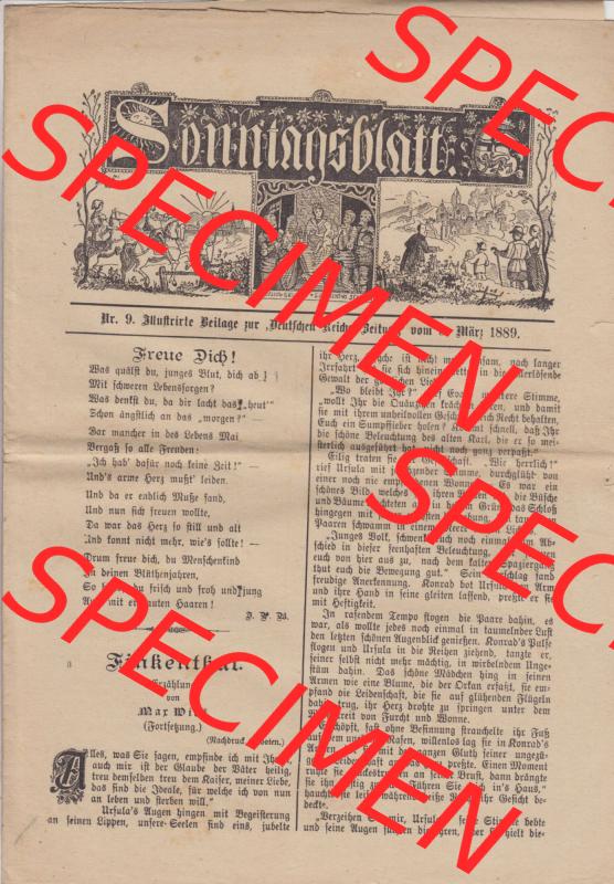 Deutsches Kaiserreich Bonn, Sonntagsblatt Illustrierte Beilage zur Deutschen Reichs-Zeitung 1889, Zeitung Nr. 9, 3. März 1889, Sonntagsblatt Cover / Titelblatt Sammlung