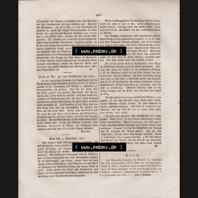 1807-1865, Morgenblatt für gebildete Stände 1821, Nro. 298, 13. Dezember 1821, Kunst Blatt Nro. 100. Seite 400 Sammlung