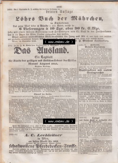 Allgemeine Zeitung 1845, Löhrs Buch der Märchen Sammlung