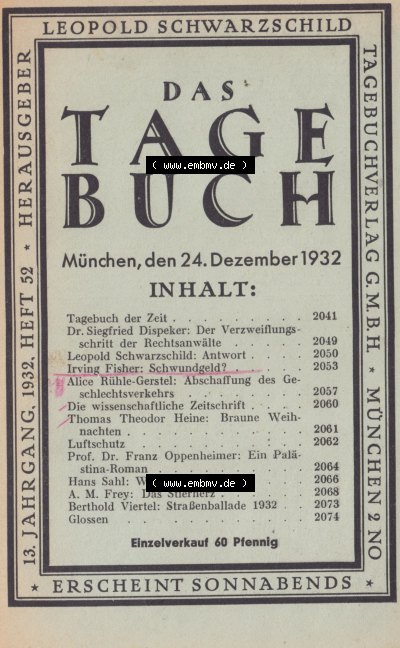 Schwarzschild - Das Tagebuch 1932, Tagebuch der Zeit, Der Verzweiflungsschritt der Rechtsanwälte Sammlung