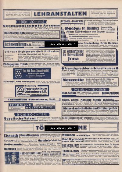 Welt und Haus 1932, Cover Innenseite II. Sammlung