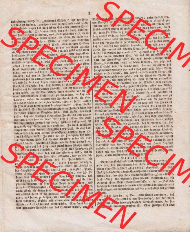 1807-1882, Allgemeine Zeitung 1817, Nr. 1, Mittwoch den 1 Januar 1817, Seite 3 Sammlung