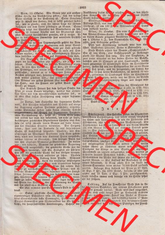 1819-1871, Allgemeine Preußische Staats-Zeitung 1825, Nr. 256, Berlin den 2. November 1825, Seite 1023 Sammlung