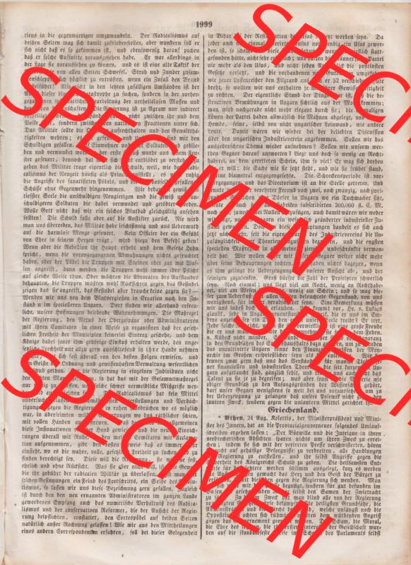Deutscher Bund und „Heilige Allianz“, Allgemeine Zeitung 1845, Zeitschrift Nr. 250 vom Sonntag den 7. September 1845, Seite 1999 Sammlung
