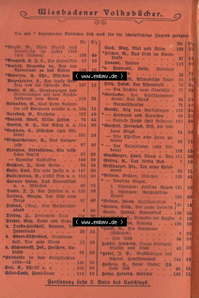 Wiesbadener Volksbücher, Cover und Inhaltsverzeichnis Sammlung