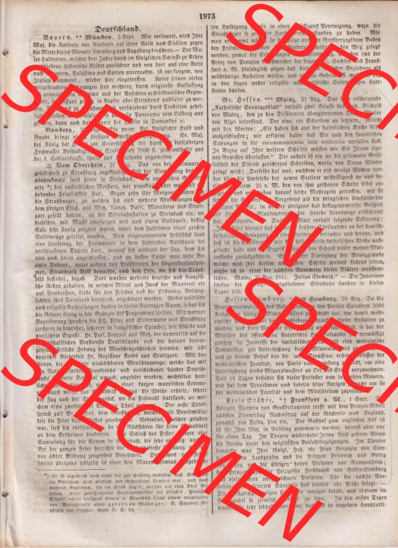 Deutscher Bund und „Heilige Allianz“, Allgemeine Zeitung 1845, Zeitschrift 247, vom 4. September 1845, Seite 1973, Artikel über Deutschland... Sammlung