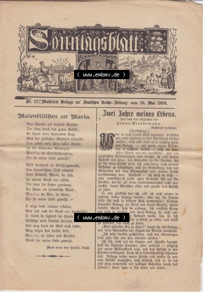 Deutschen Reichs-Zeitung 1889, Sonntagsblatt Cover / Titelseite Sammlung