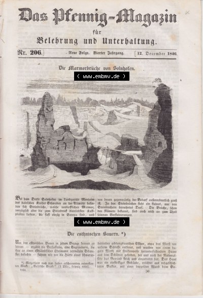 Das Pfennig Magazin 1846, Cover / Titelblatt der Zeitschrift Sammlung