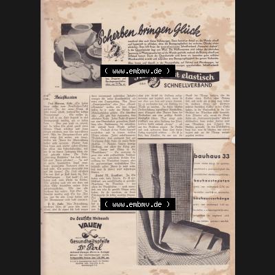 Weimarer Republik Zeitschrift Welt und Haus 1932, 32. Jahrgang, Heft Nr. 2, vom 8. Oktober 1932, Seite 23, Digitales Bild einer Seite der Welt und Haus-Zeitschrift... Sammlung