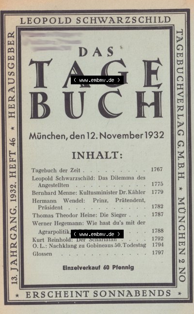 Schwarzschild - Das Tagebuch 1932, Das Dilemma des Angestellten Sammlung