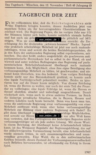 Schwarzschild - Das Tagebuch 1932, Tagebuch der Zeit Sammlung