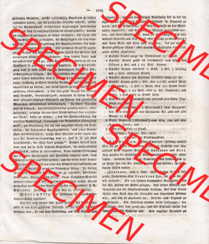 1807-1833, Bayern München: Baierische National-Zeitung 1817, Nr. 274, von München, Mittwoch den 19. November 1817, Charlotte Augusta von Wales... Sammlung