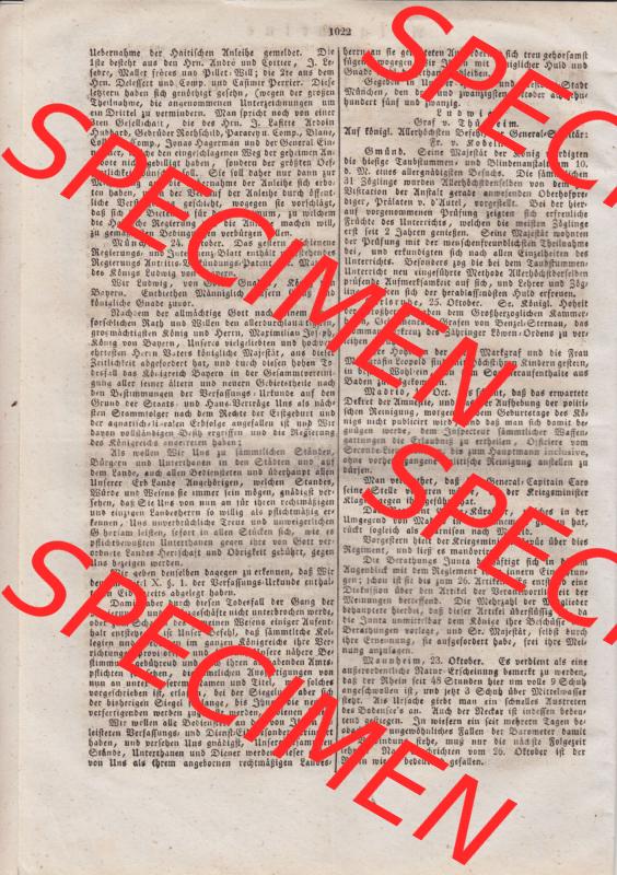 1819-1871, Allgemeine Preußische Staats-Zeitung 1825, Nr. 256, Berlin den 2. November 1825, Seite 1022 Sammlung