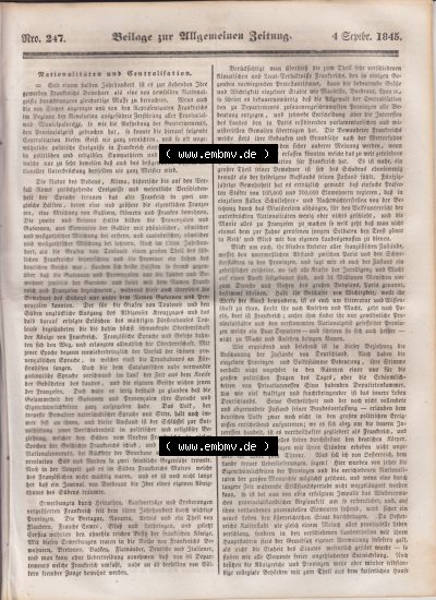 Allgemeine Zeitung 1845, Beilage zur Allgemeinen Zeitung Cover / Titelblatt Sammlung