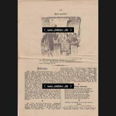 Deutsches Kaiserreich Bonn, Sonntagsblatt Illustrierte Beilage zur Deutschen Reichs-Zeitung 1888, Zeitung Nr. 52, 23. Dezember 1888, Sonntagsblatt Letzte Seite 416 Sammlung