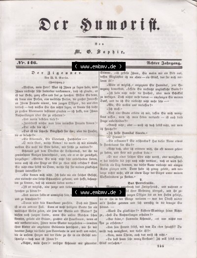 Der Humorist 1844, Cover - Titelblatt Sammlung
