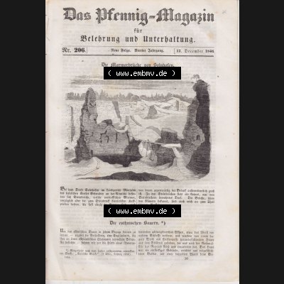 1833-1855, Das Pfennig Magazin 1846, für Belehrung und Unterhaltung Nr. 206, vm 12. Dezember 1846, Seite 393 mit Cover / Titelblatt der Zeitschrift Sammlung