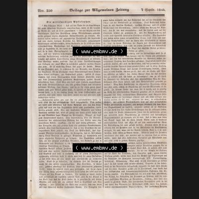 Deutscher Bund und „Heilige Allianz“, Allgemeine Zeitung 1845, Zeitschrift Nr. 250 vom Sonntag den 7. September 1845, Beilage zur Allgemeinen... Sammlung