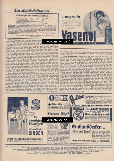 Welt und Haus 1932, Cover II. - Rückseite der Zeitung Sammlung