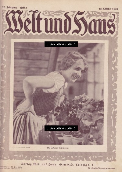 Welt und Haus 1932, Cover I. / Titelblatt "Die schöne Gärtnerin." Sammlung