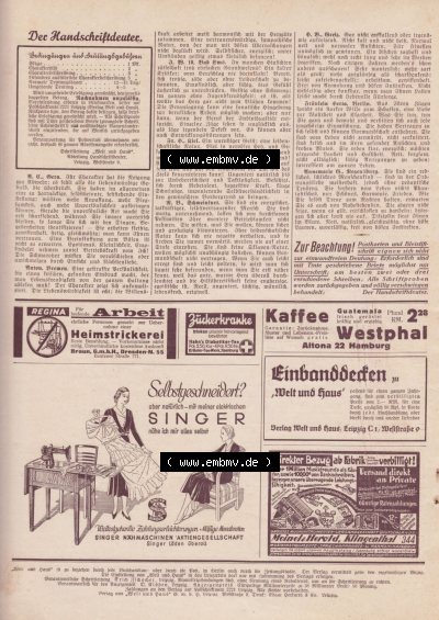 Welt und Haus 1932, Cover II. / Rückseite Sammlung