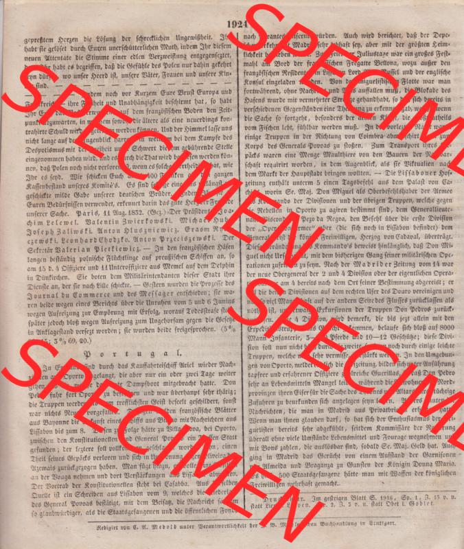 18??-18??, Deutsche allgemeine Zeitung 1832, Nr. 428, Montag den 27 August 1832, Seite 1924, Letzte Seite Sammlung