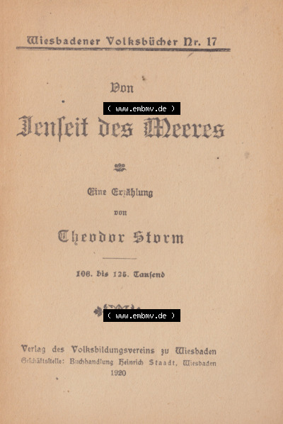 Wiesbadener Volksbücher 1920, Jenseit des Meeres Sammlung