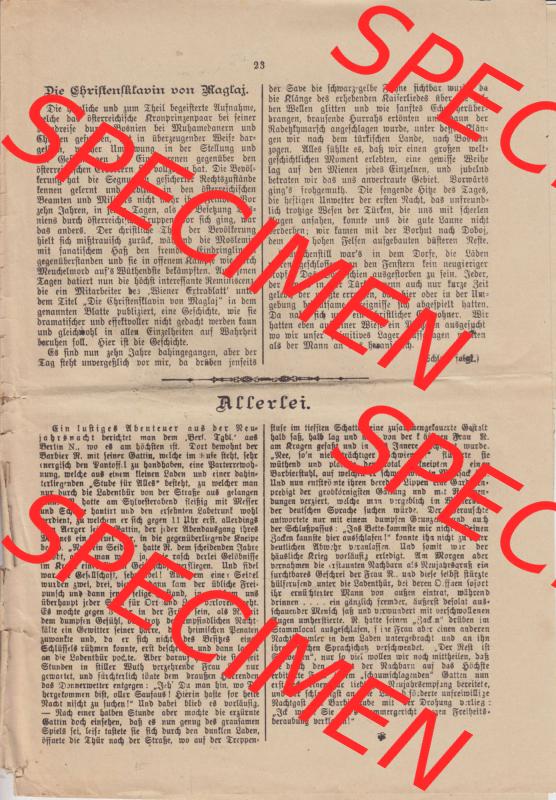 Deutsches Kaiserreich Bonn, Sonntagsblatt Illustrierte Beilage zur Deutschen Reichs-Zeitung 1889, Zeitung Nr. 3, 20. Januar 1889, Sonntagsblatt Seite 23 Sammlung